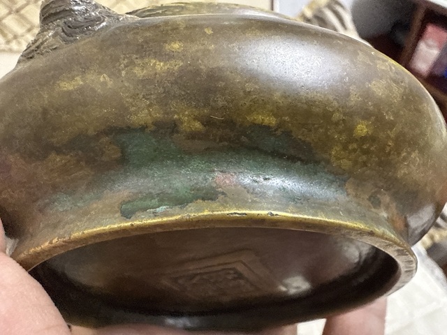 古玩銅器清代田雞耳爐真品鑒賞圖