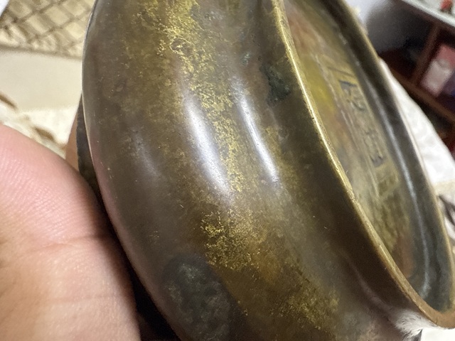 古玩銅器清代田雞耳爐真品鑒賞圖