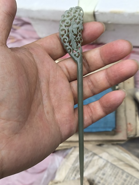 古玩玉器和田玉雕“鳳首發(fā)簪”真品鑒賞圖