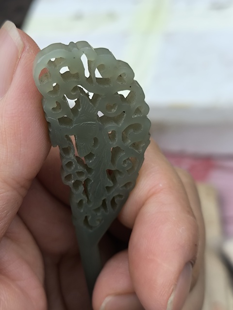 古玩玉器和田玉雕“鳳首發(fā)簪”真品鑒賞圖