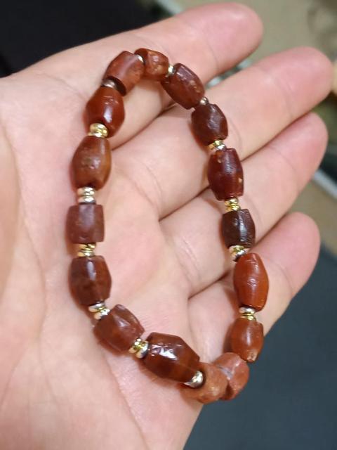 古玩玉器春秋戰國天然紅瑪瑙珠串拍賣,當前價格2000元