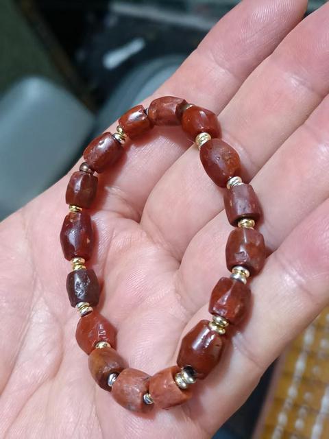 古玩玉器春秋戰國天然紅瑪瑙珠串拍賣,當前價格2000元