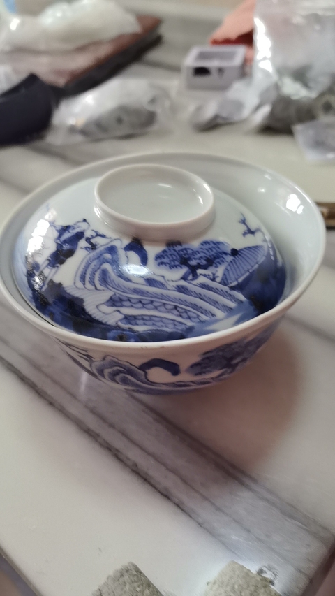 古玩陶瓷青花蓋杯真品鑒賞圖