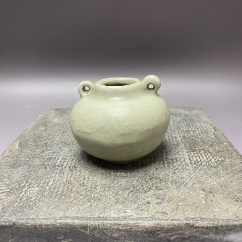 古玩陶瓷元·暗刻紋龍泉青釉雙系水盂拍賣,當前價格869元