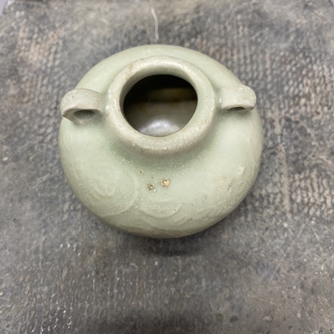 古玩陶瓷元·暗刻紋龍泉青釉雙系水盂拍賣,當前價格869元