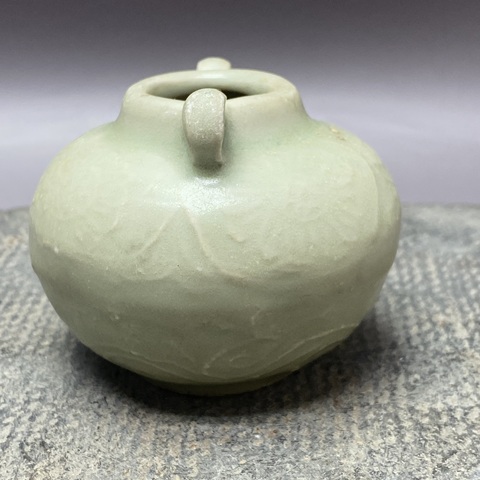 古玩陶瓷元·暗刻紋龍泉青釉雙系水盂拍賣,當前價格869元