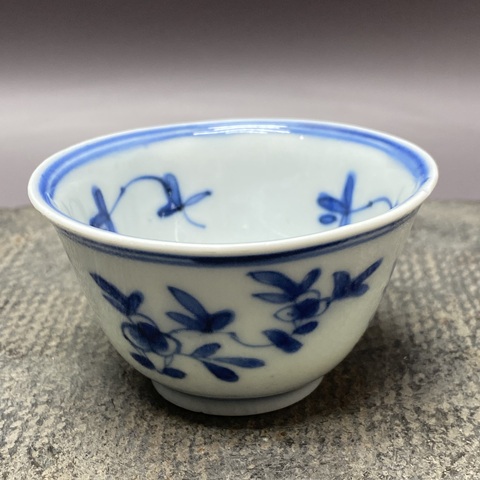 古玩陶瓷清康熙青花花卉紋青花杯拍賣，當前價格1260元