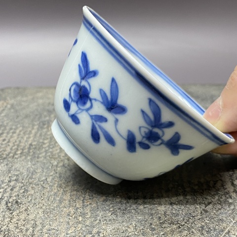 古玩陶瓷清康熙青花花卉紋青花杯拍賣，當前價格1260元