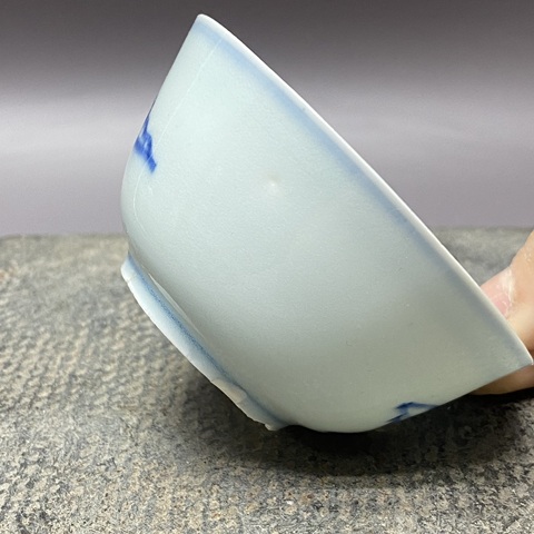 古玩陶瓷樓臺亭閣山水紋青花杯真品鑒賞圖