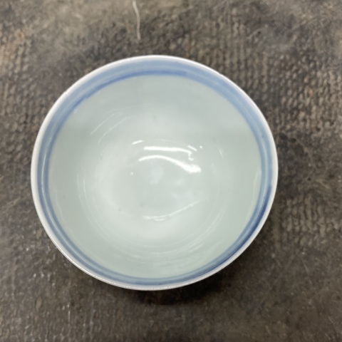 古玩陶瓷樓臺亭閣山水紋青花杯真品鑒賞圖