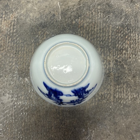 古玩陶瓷樓臺亭閣山水紋青花杯真品鑒賞圖