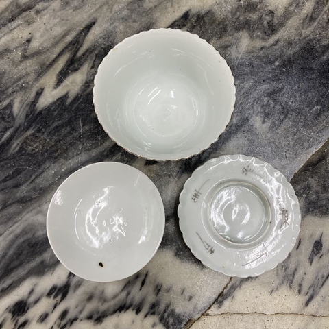 古玩陶瓷花卉紋三才蓋杯真品鑒賞圖