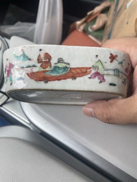 古玩陶瓷人物紋粉彩刨花缸真品鑒賞圖