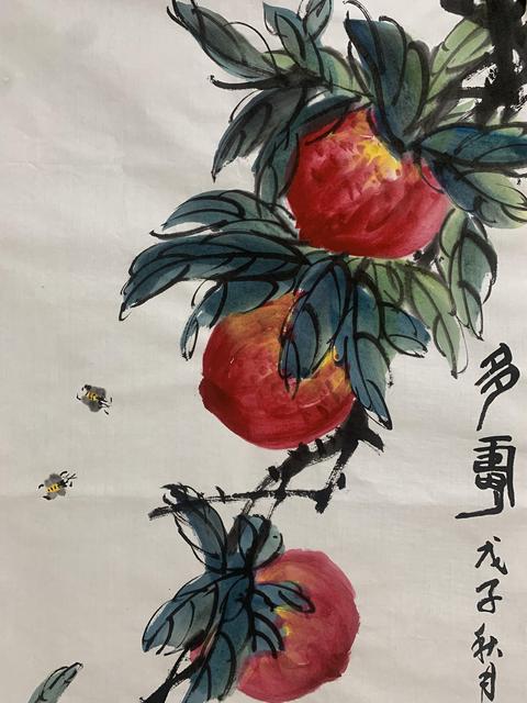 古玩字畫白石孫女齊慧娟 多壽圖拍賣，當(dāng)前價(jià)格388元