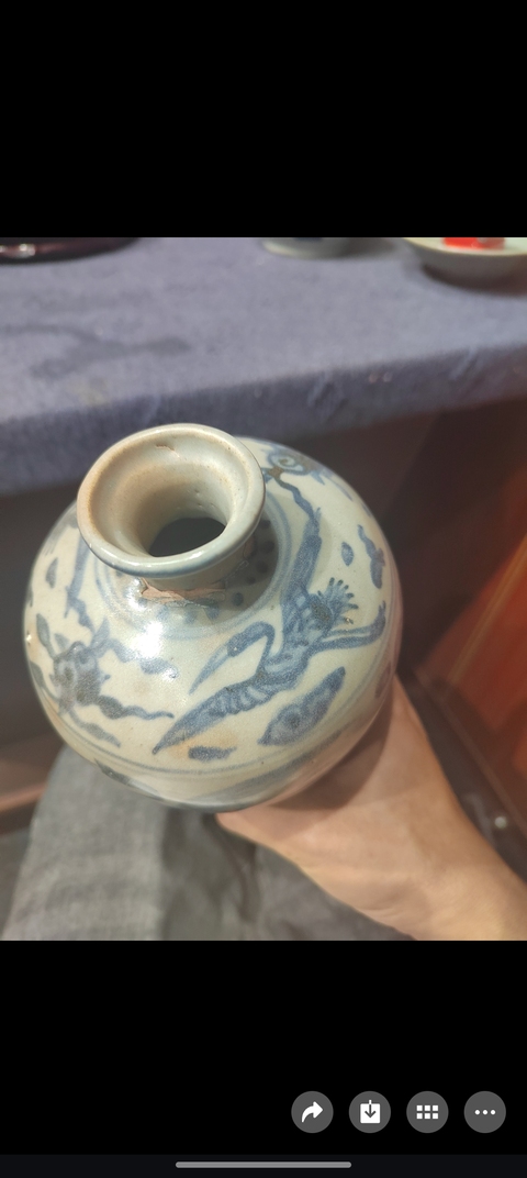 古玩陶瓷青花云鶴紋梅瓶真品鑒賞圖