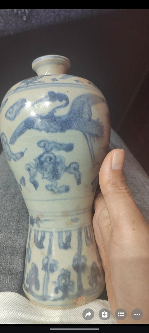 古玩陶瓷青花云鶴紋梅瓶真品鑒賞圖