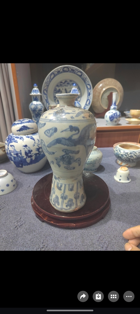 古玩陶瓷青花云鶴紋梅瓶真品鑒賞圖