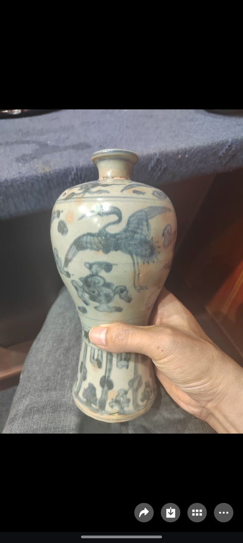 古玩陶瓷青花云鶴紋梅瓶真品鑒賞圖