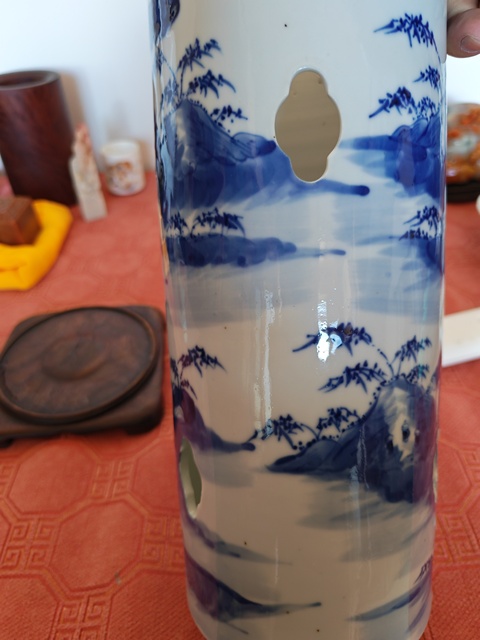 古玩陶瓷清光緒 青花人物紋帽筒真品鑒賞圖