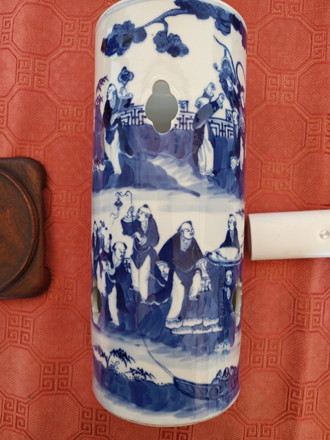 古玩陶瓷清光緒 青花人物紋帽筒真品鑒賞圖