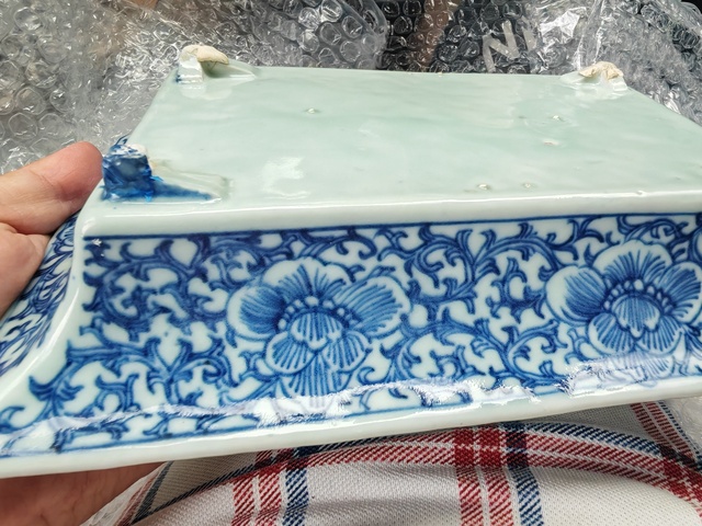 古玩陶瓷青花纏枝花卉紋水仙盆真品鑒賞圖