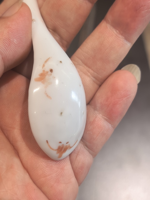 古玩陶瓷粉彩花卉紋調羹真品鑒賞圖