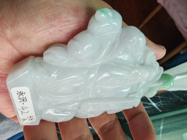 古玩玉器翡翠雕“財神”擺件真品鑒賞圖