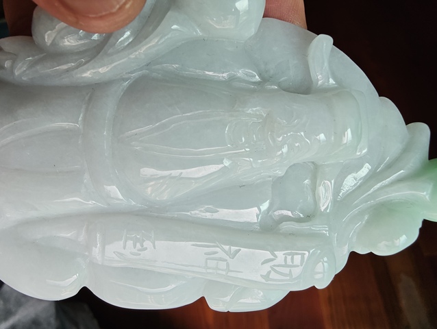 古玩玉器翡翠雕“財神”擺件真品鑒賞圖
