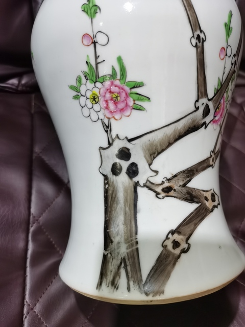 古玩陶瓷花鳥紋粉彩花觚真品鑒賞圖