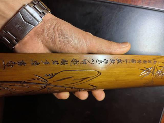 古玩雜項竹雕刻竹筆閣真品鑒賞圖