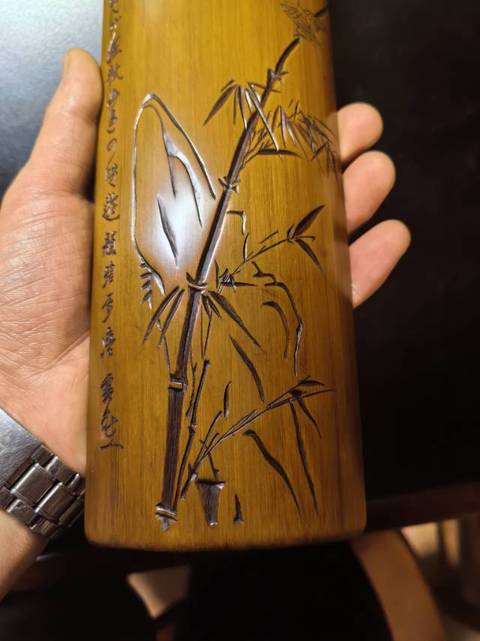 古玩雜項竹雕刻竹筆閣真品鑒賞圖