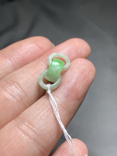 古玩玉器清代翡翠雕“三連環”拍賣，當前價格5500元