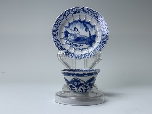 古玩陶瓷清康熙·青花春宮圖人物紋杯碟拍賣,當前價格888元