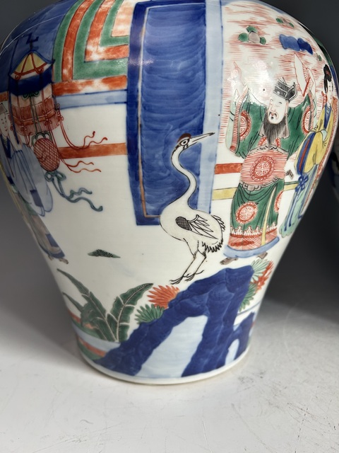 古玩陶瓷清晚·五彩人物將軍罐真品鑒賞圖