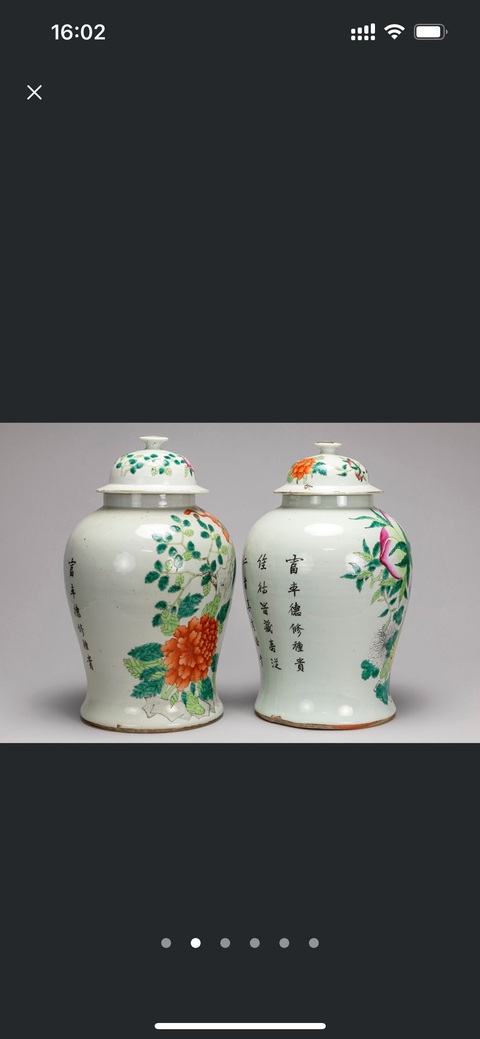 古玩陶瓷桃紋粉彩將軍罐真品鑒賞圖