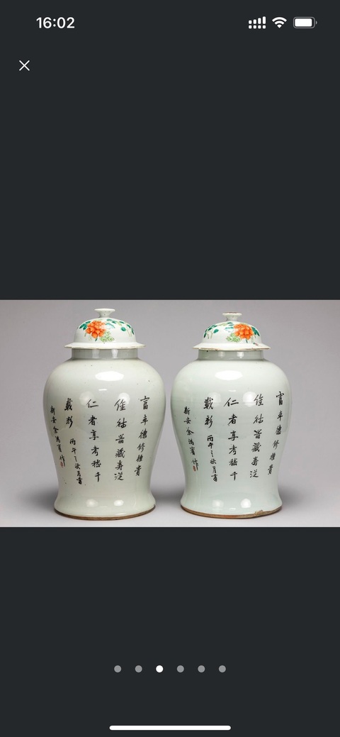 古玩陶瓷桃紋粉彩將軍罐真品鑒賞圖