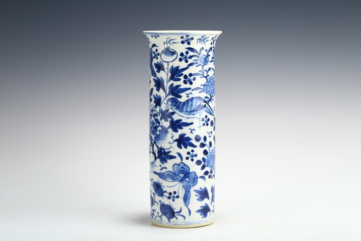 古玩陶瓷清晚·青花花鳥紋花觚真品鑒賞圖