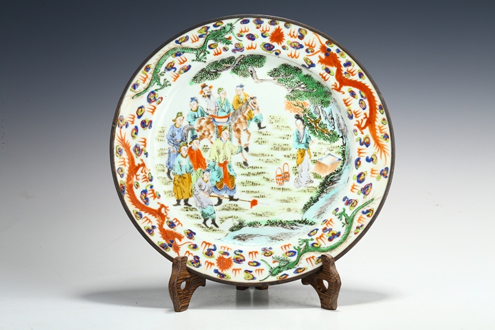 古玩陶瓷清晚·廣彩人物故事紋盤真品鑒賞圖