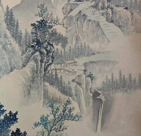 古玩字畫清末民初山陰鄭慶 絹本淺降山水 手工原裱立軸拍賣，當前價格3988元