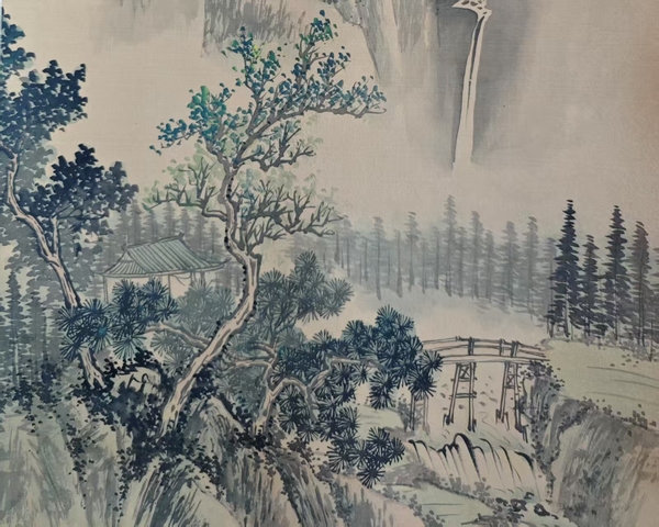 古玩字畫清末民初山陰鄭慶 絹本淺降山水 手工原裱立軸拍賣，當前價格3988元