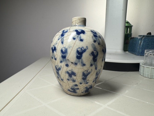 古玩陶瓷百子圖青花鼻煙壺小瓶拍賣,當前價格7800元