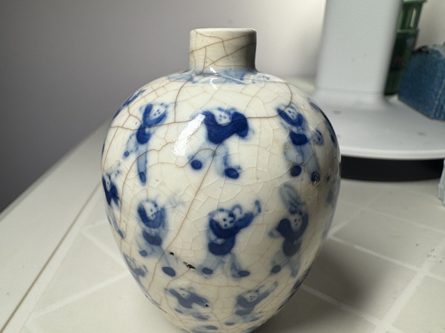 古玩陶瓷百子圖青花鼻煙壺小瓶拍賣,當前價格7800元