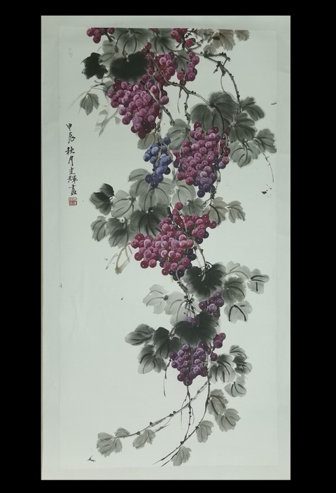 古玩字畫河北美協(xié)會員河北省文化發(fā)展促進(jìn)會副會長馮建輝葡萄圖拍賣，當(dāng)前價格699元