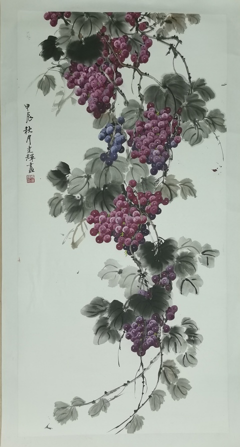 古玩字畫河北美協(xié)會員河北省文化發(fā)展促進(jìn)會副會長馮建輝葡萄圖拍賣，當(dāng)前價格699元