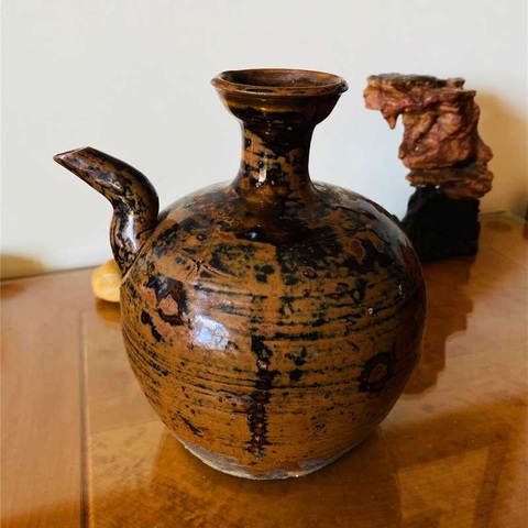 古玩陶瓷明代紫金釉壺真品鑒賞圖