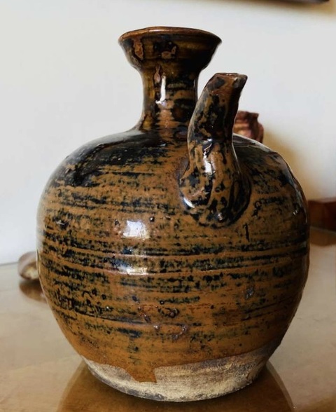 古玩陶瓷明代紫金釉壺真品鑒賞圖