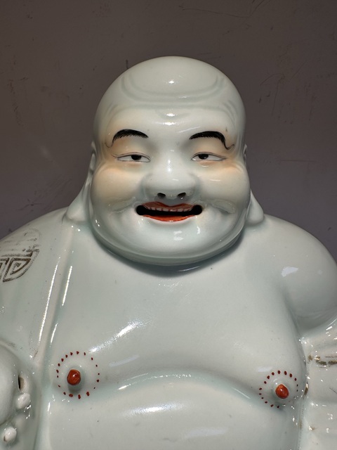古玩陶瓷白釉彌勒笑佛真品鑒賞圖