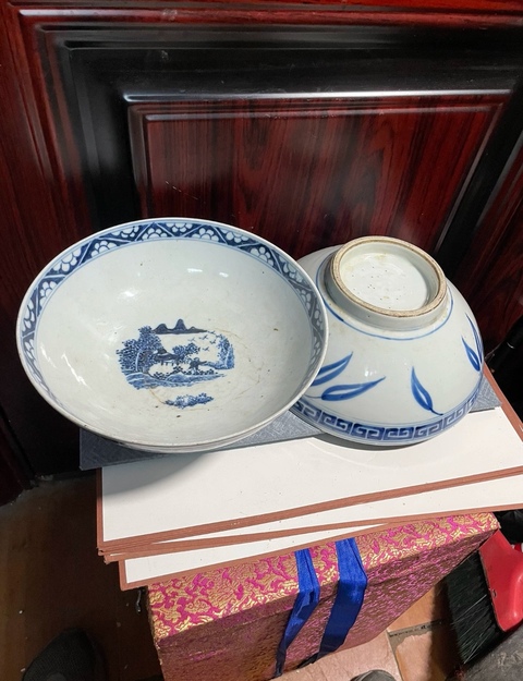 古玩陶瓷青花花卉紋碗一對真品鑒賞圖