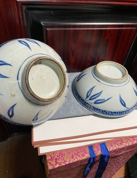 古玩陶瓷青花花卉紋碗一對真品鑒賞圖
