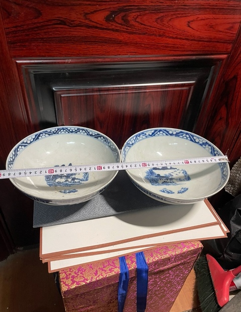 古玩陶瓷青花花卉紋碗一對真品鑒賞圖